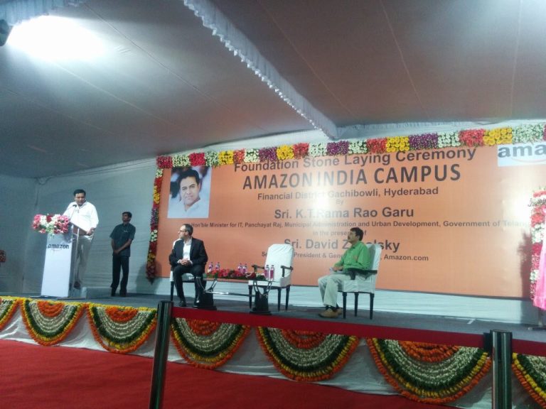 Minister KTR laid foundation stone for Amazon's biggest campus outside the US