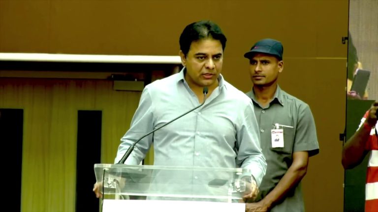 Minister KTR addressed the gathering at the inaugural event of The Microsoft Garage facility