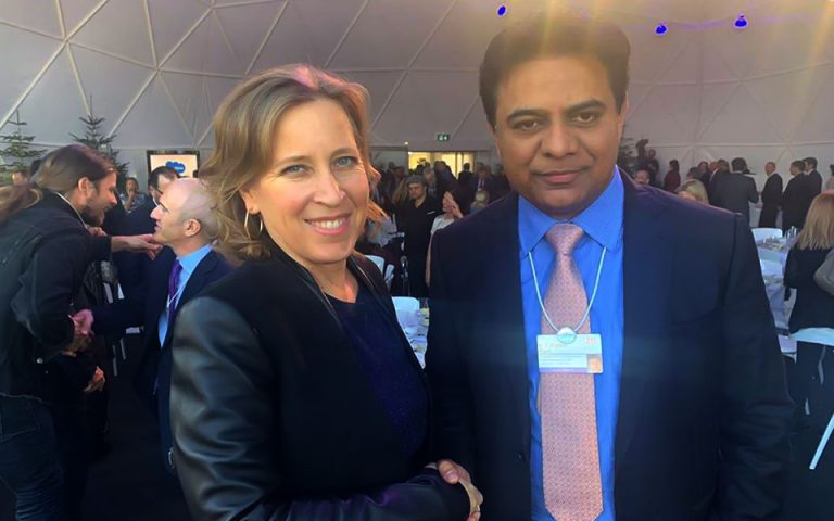HCL Technologies CTO Mr. Kalyan Kumar met IT & Industries Minister KTR at the Telangana Pavilion on the sidelines of World Economic Forum in Davos.