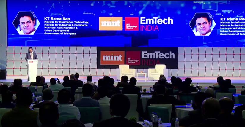 Minister KT Rama Rao addressing at EmTech India 2017
