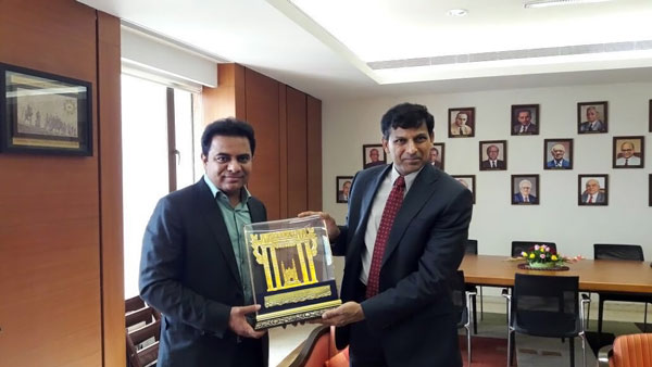 Minister KT Rama Rao meets RBI Governor