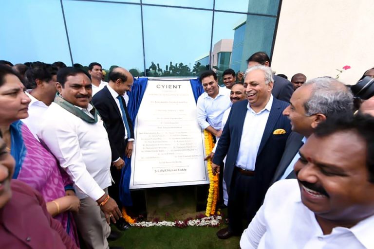 Minister Sri KTR inaugurated the Cyient Development Centre in Warangal on 07.01.2020. Ministers Sri Eatala Rajender, Sri Errabelli Dayakar Rao, Smt Satyavathi Rathod, and Cyient Founder Sri BVR Mohan Reddy were present.