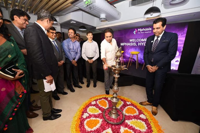 Minister Sri KT Rama Rao inaugurated Mphasis center along with CEO Nitin Rakesh in Hyderabad.