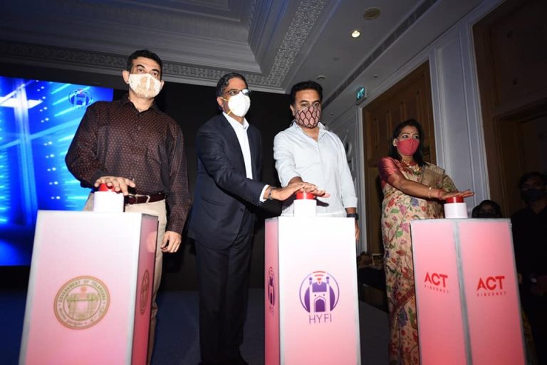 Minister KTR participated in the commemoration of 3000+ public Wi-Fi hotspots in Hyderabad.