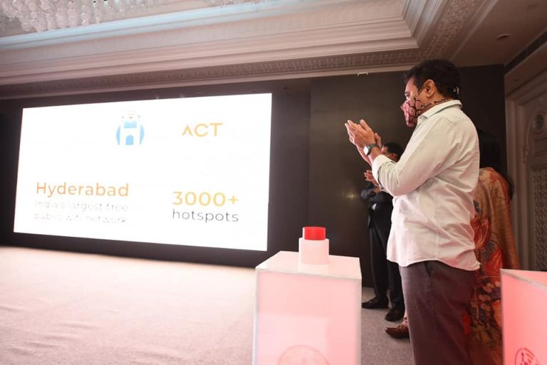 Minister KTR participated in the commemoration of 3000+ public Wi-Fi hotspots in Hyderabad.