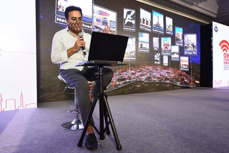 Minister KTR participated in the commemoration of 3000+ public Wi-Fi hotspots in Hyderabad.