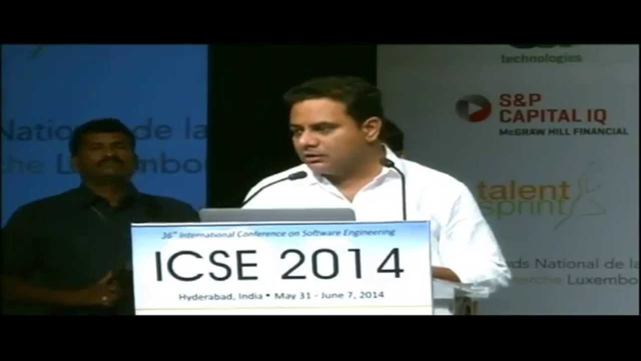 Telangana IT Minister KT Rama Rao speaking at ICSE 2014