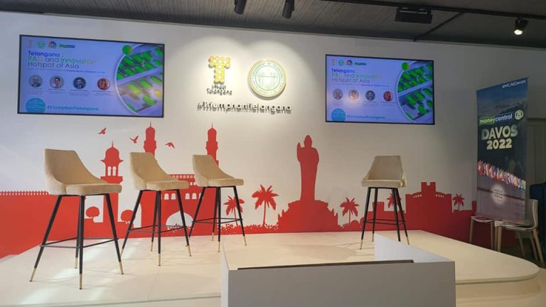Glimpses of Telangana pavilion at World Economic Forum in Davos.
