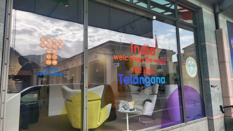 Glimpses of Telangana pavilion at World Economic Forum in Davos.