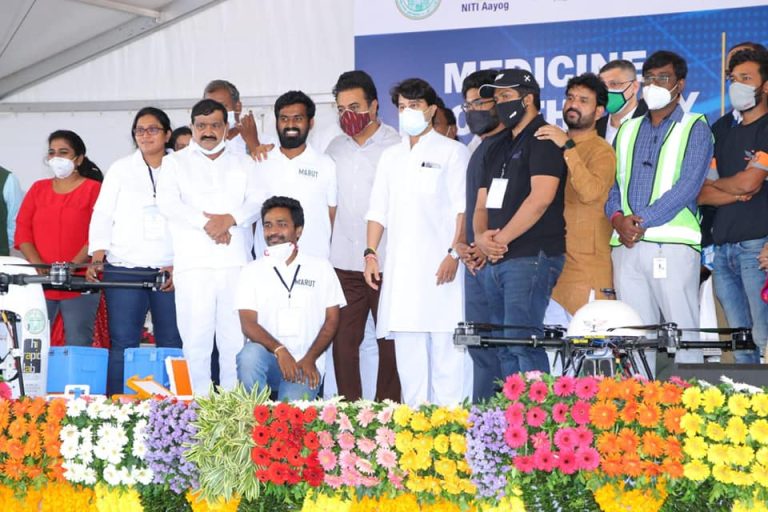 Union Minister Sri Jyotiraditya M Scindia along with Ministers Sri KTR launched 'Medicine from the Sky' project in Vikarabad. 11.09.2021