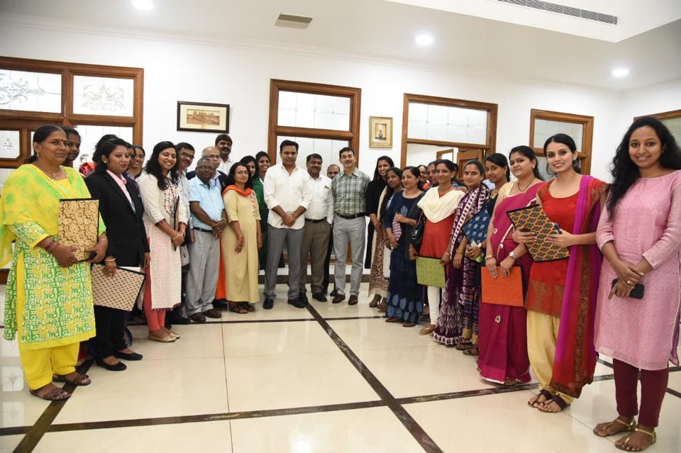 Minister KT Rama Rao presents the loan sanction letters for 16 Women entrepreneurs